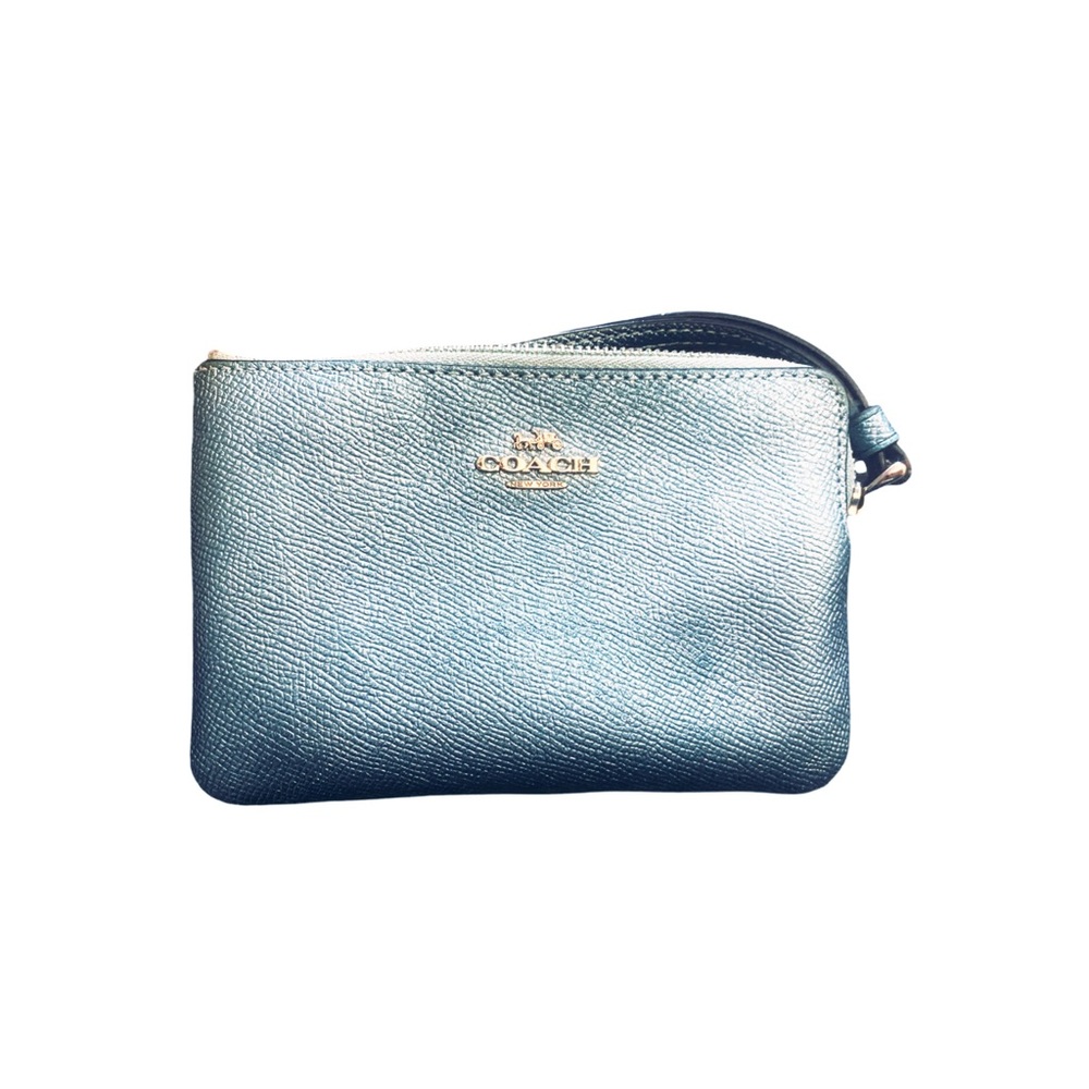COACH wristlet - metallic light blue